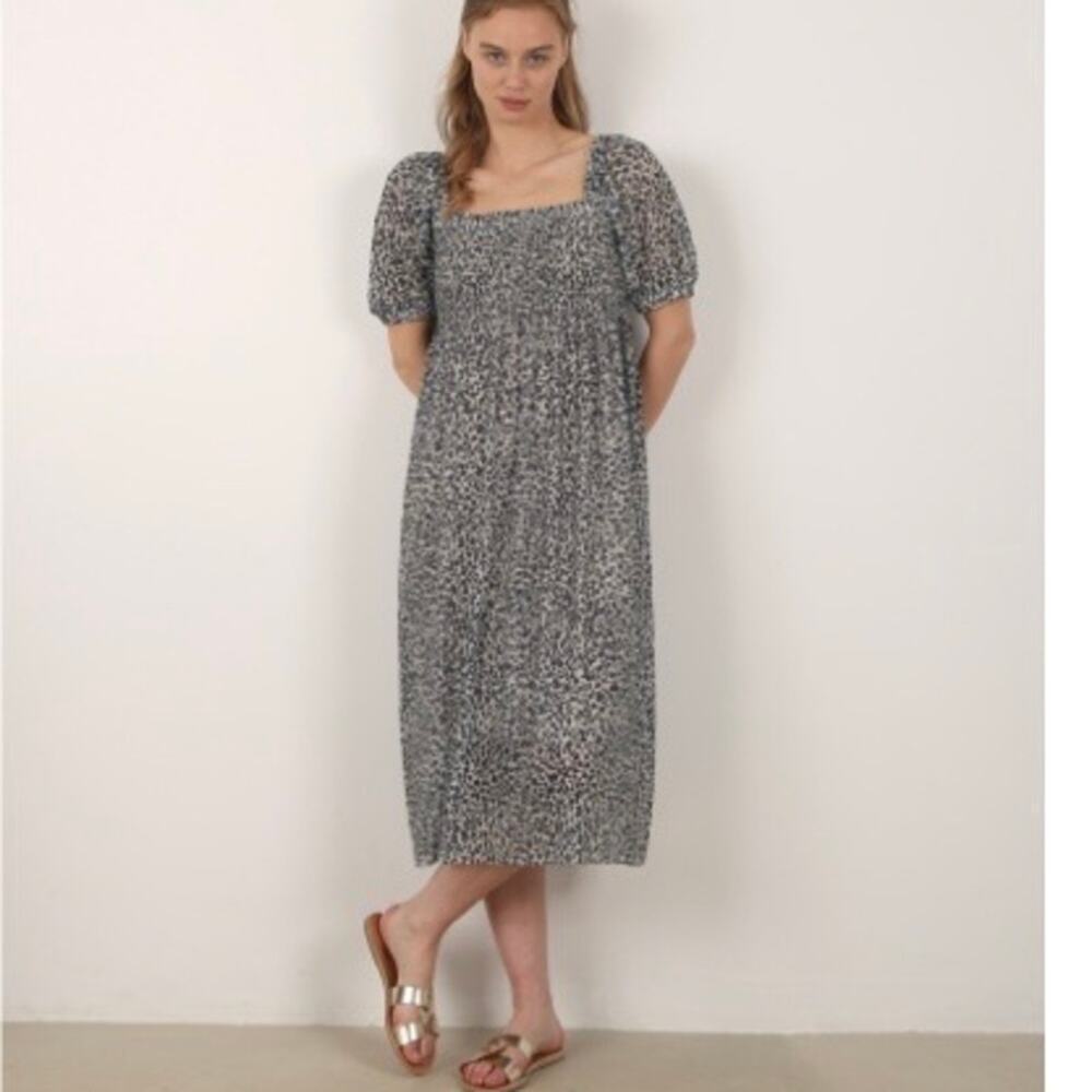BAUM UND PFERDGARTEN Judith Floral Print Smocked Midi Dress Ink Blue, Medium